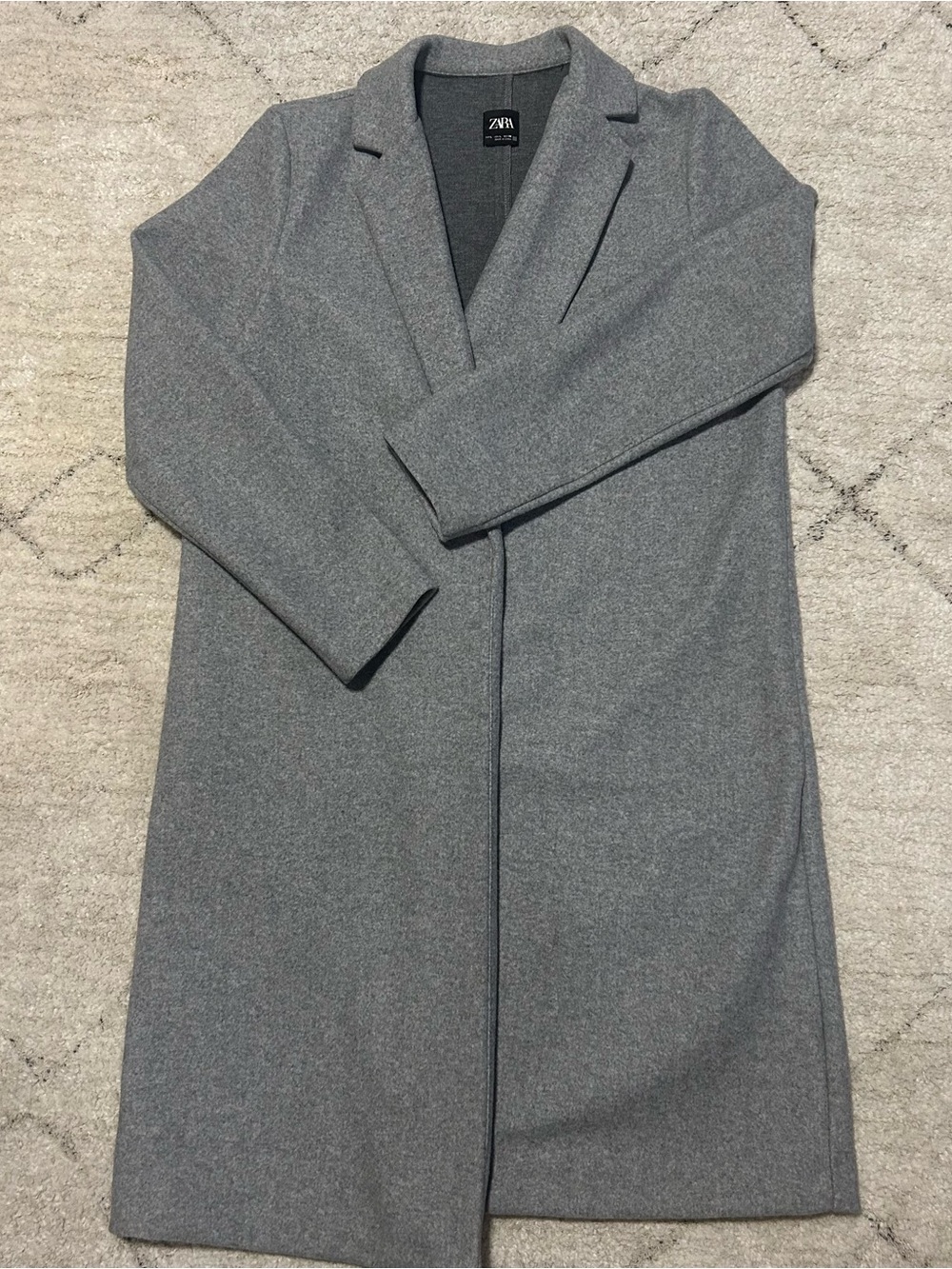 Zara Heather Gray Women’s Longline Coat Size Large